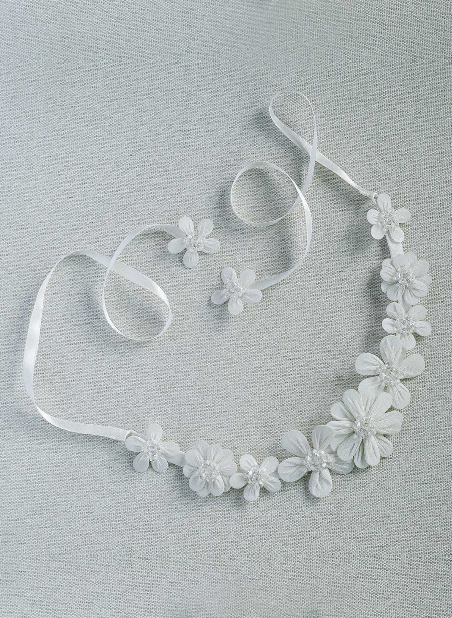 embroidered floral crystal white choker wedding necklace, twigs and honey