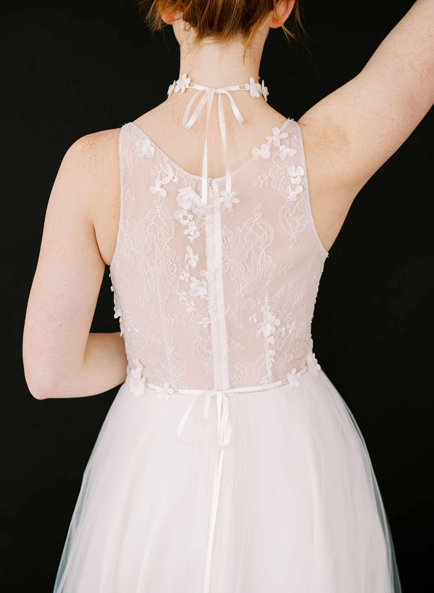 embroidered floral crystal white choker wedding necklace, twigs and honey