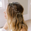 handmade wired pearl gold wedding headband hair vine, twigs & honey
