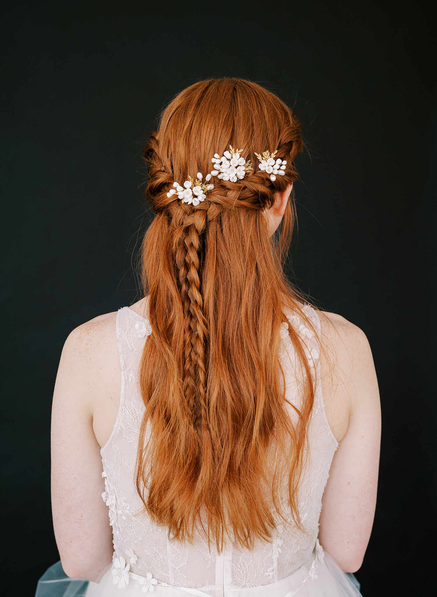 handmade clay lilac pin set of three bridal hair pins, twigs & honey