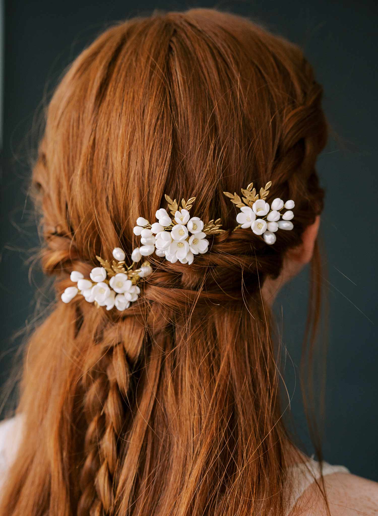 handmade clay lilac pin set of three bridal hair pins, twigs & honey