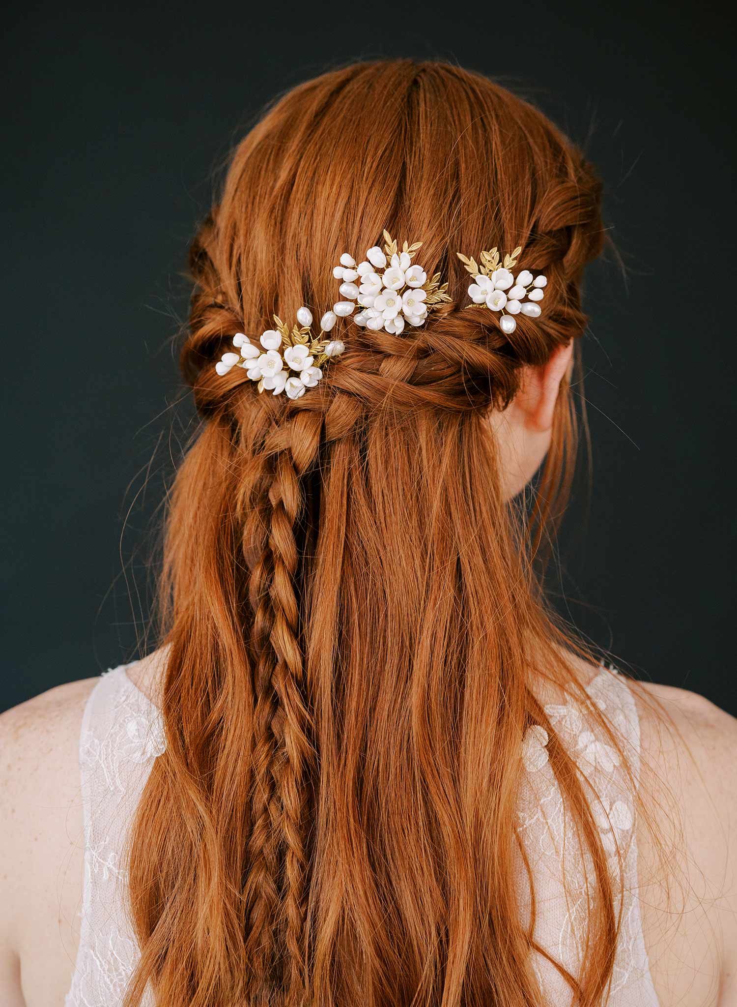 handmade clay lilac pin set of three bridal hair pins, twigs & honey