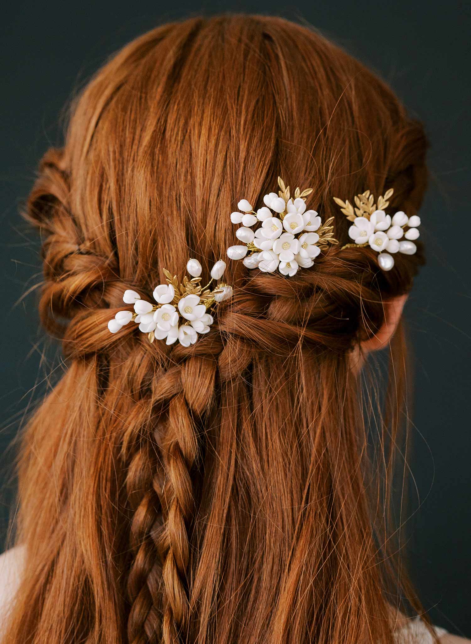 handmade clay lilac pin set of three bridal hair pins, twigs & honey