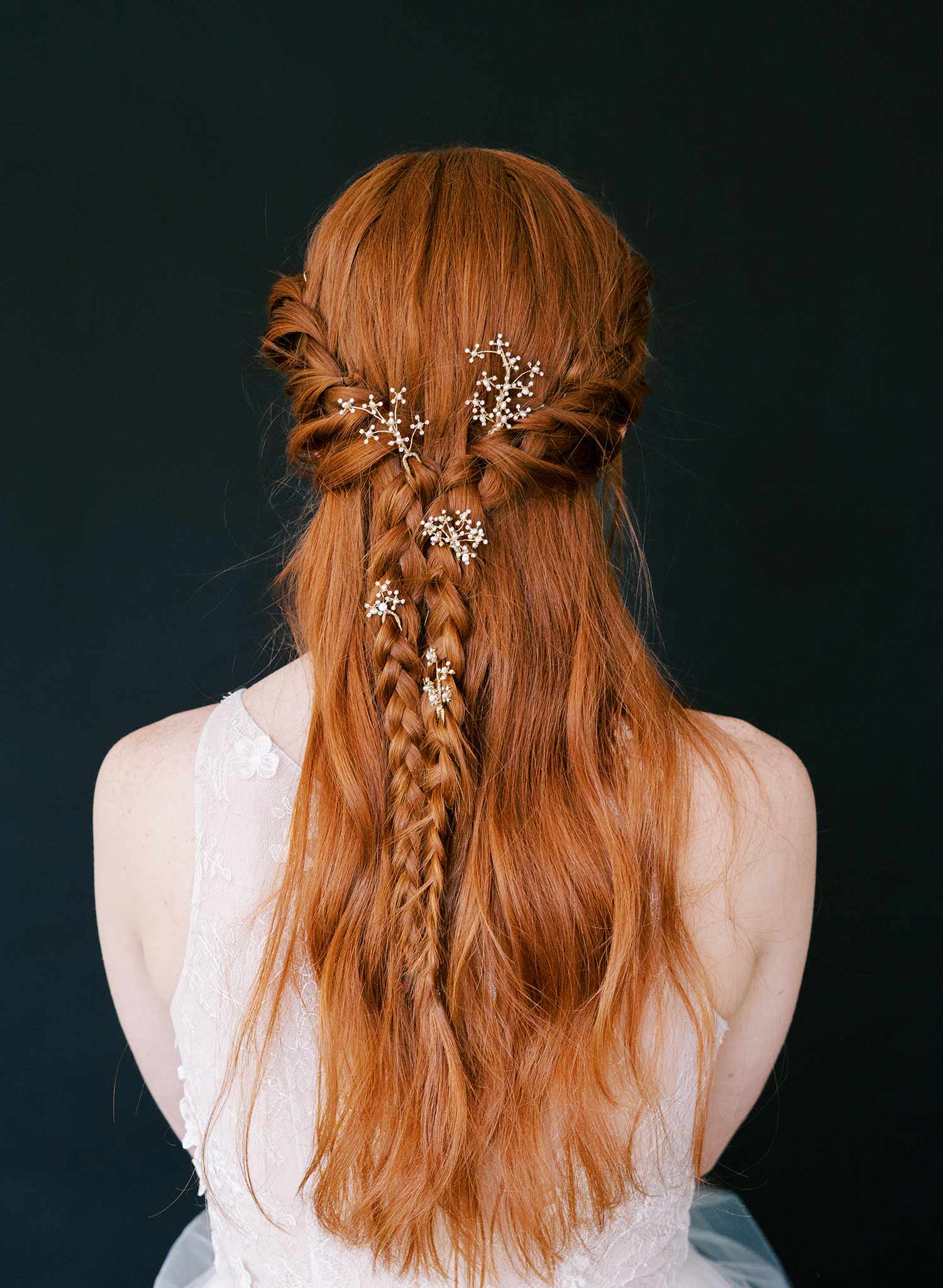 small wispy pearl and crystal gold or silver hair pin set, twigs and honey