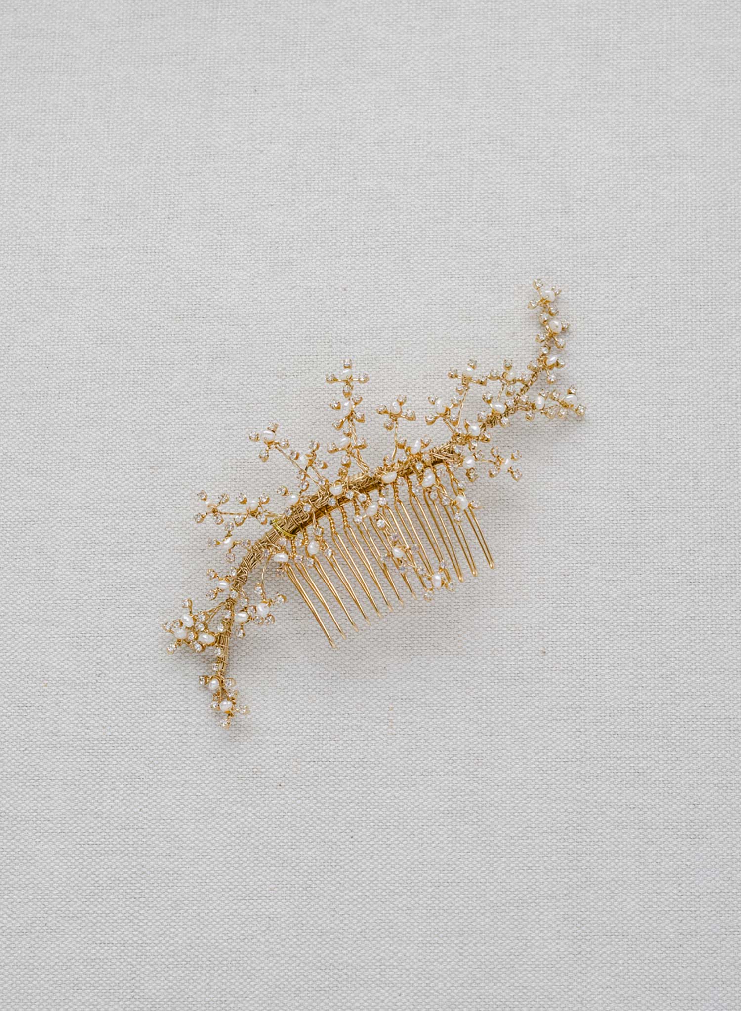 Tiny crystal and pearl burst hair comb - Style #2418