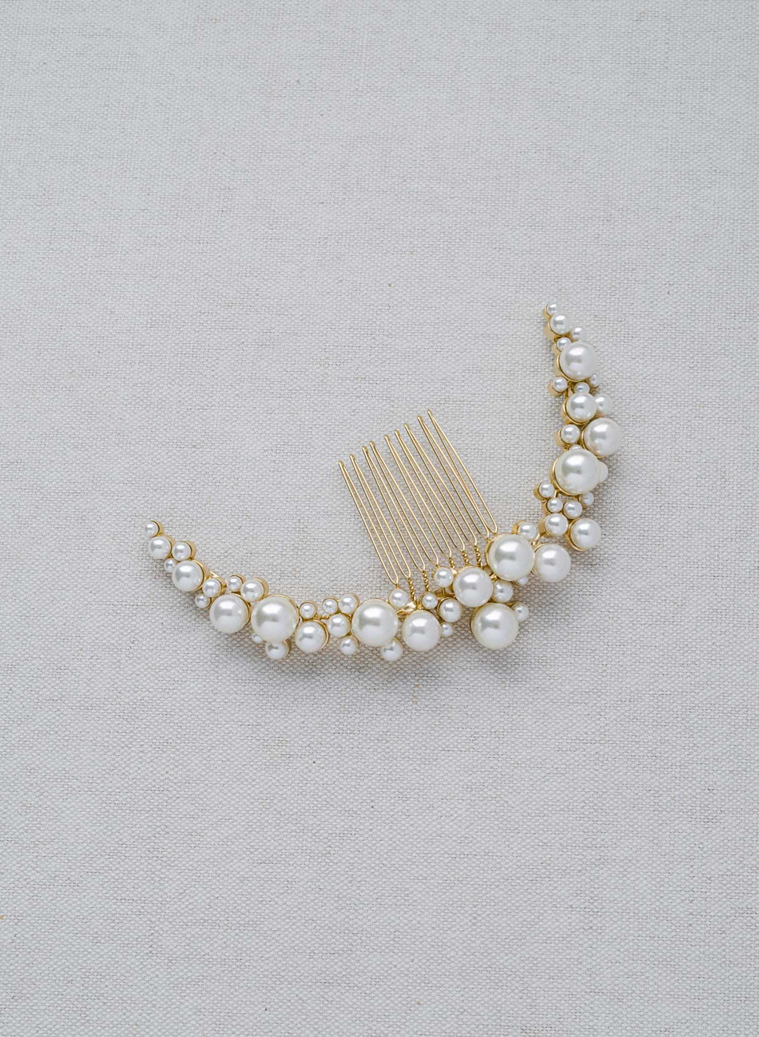 curved arch pearl gold or silver bridal hair comb, twigs & honey
