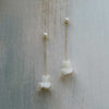 handmade clay iris flower hanging gold wedding earrings, twigs and honey
