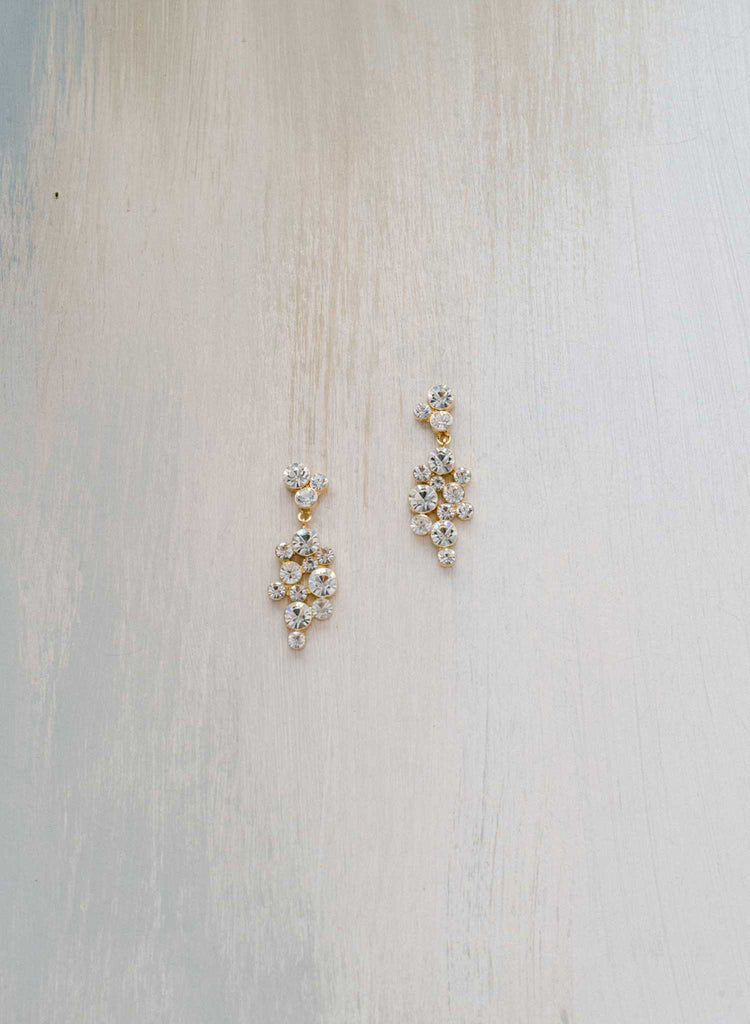sparkly crystal gold and silver dangle bridal earrings, twigs & honey