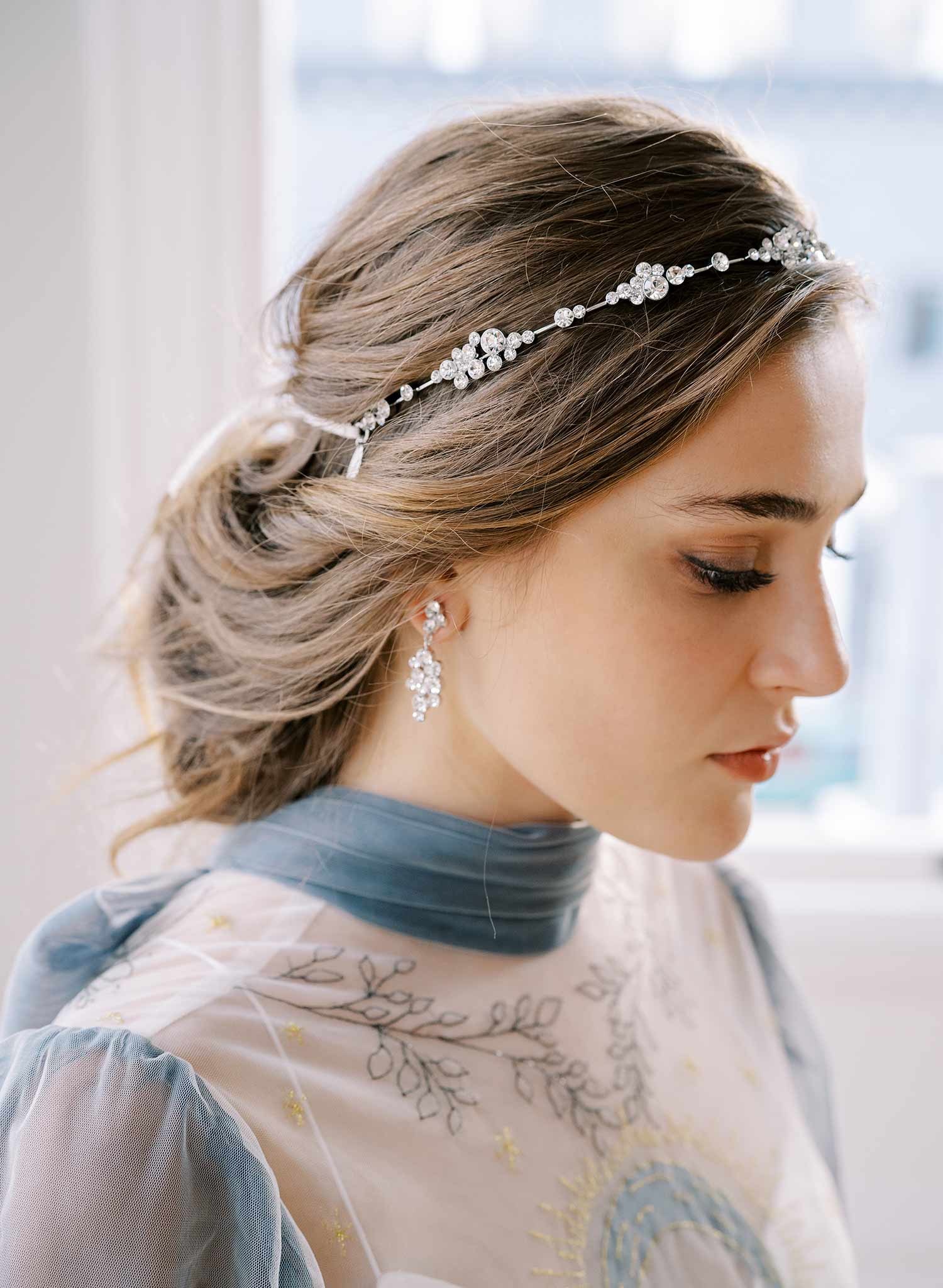 sparkly crystal gold and silver dangle bridal earrings, twigs & honey