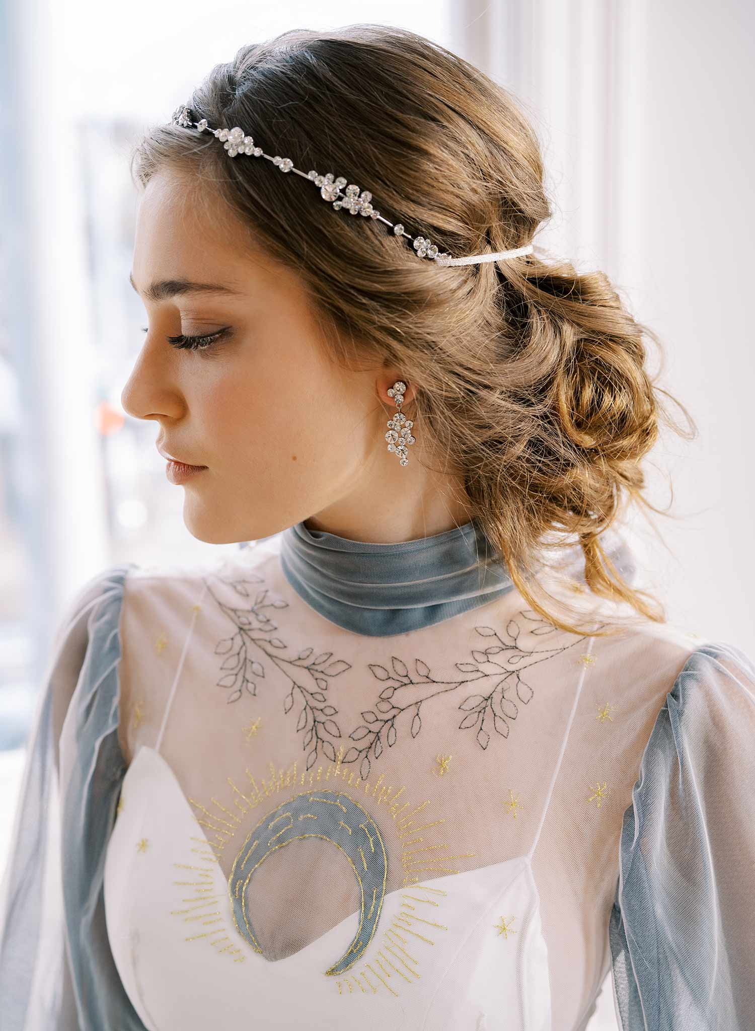 sparkly crystal gold and silver dangle bridal earrings, twigs & honey