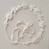 floral embroidered white crystal sash wedding belt, twigs & honey
