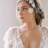 floral embroidered crystal pearl headband birdcage wedding veil, twigs and honey