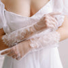 short floral french lace tulle wedding gloves, twigs and honey