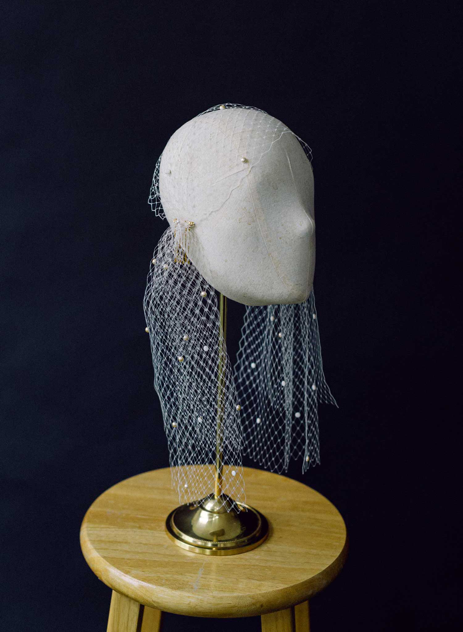 Pearl speckled bandeau headband veil - Style #2469