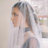 clear crystal raindrop tulle bridal veil with blusher, twigs and honey 