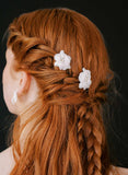 handmade clay orchid white bridal hair pins, twigs & honey
