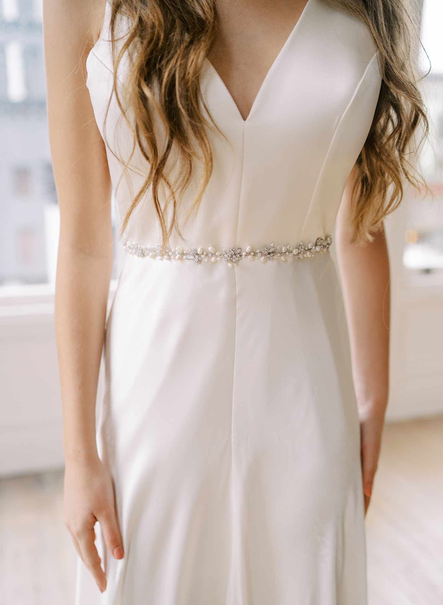 freshwater pearl and opal crystal bridal sash, twigs & honey