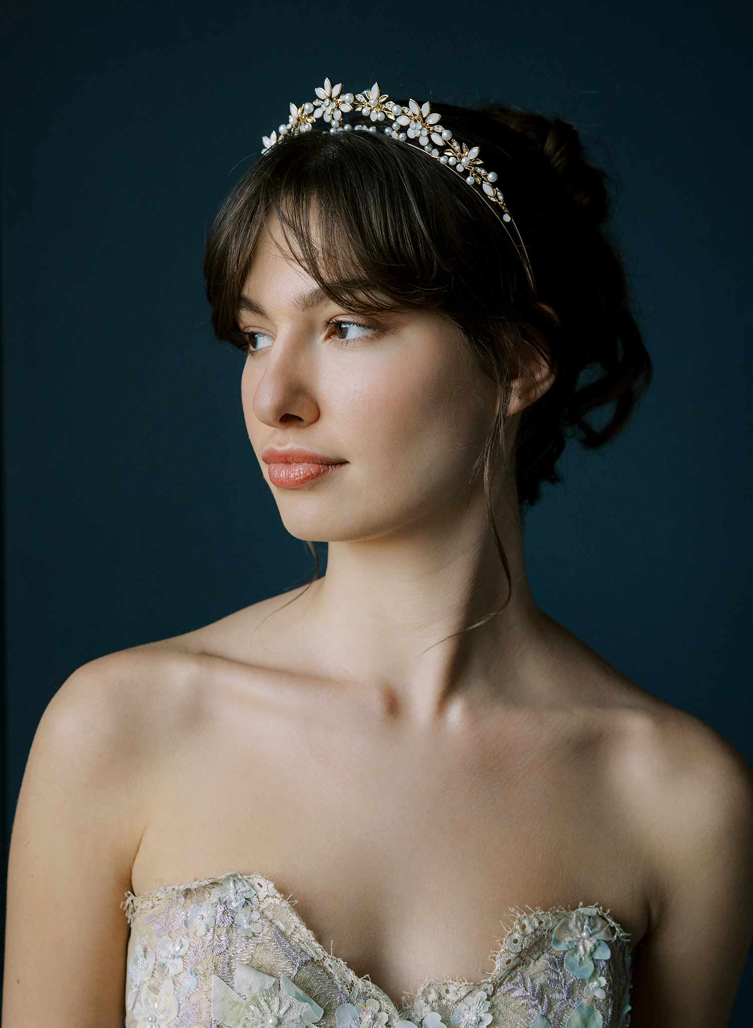 Hand sculpted and luxurious bridal tiara, crown. Floral and crystal. By Twigs & Honey