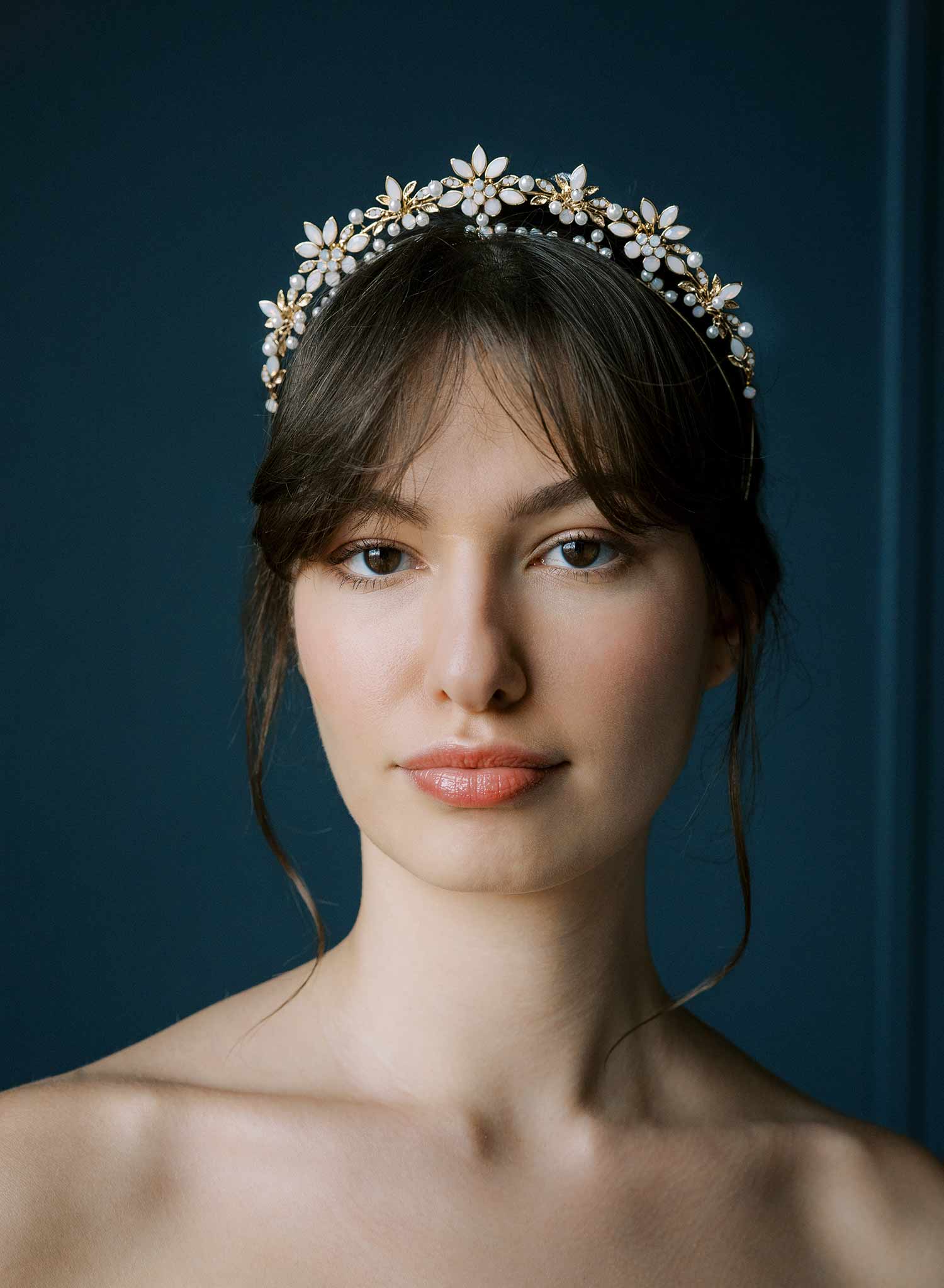 Hand sculpted and luxurious bridal tiara, crown. Floral and crystal. By Twigs & Honey