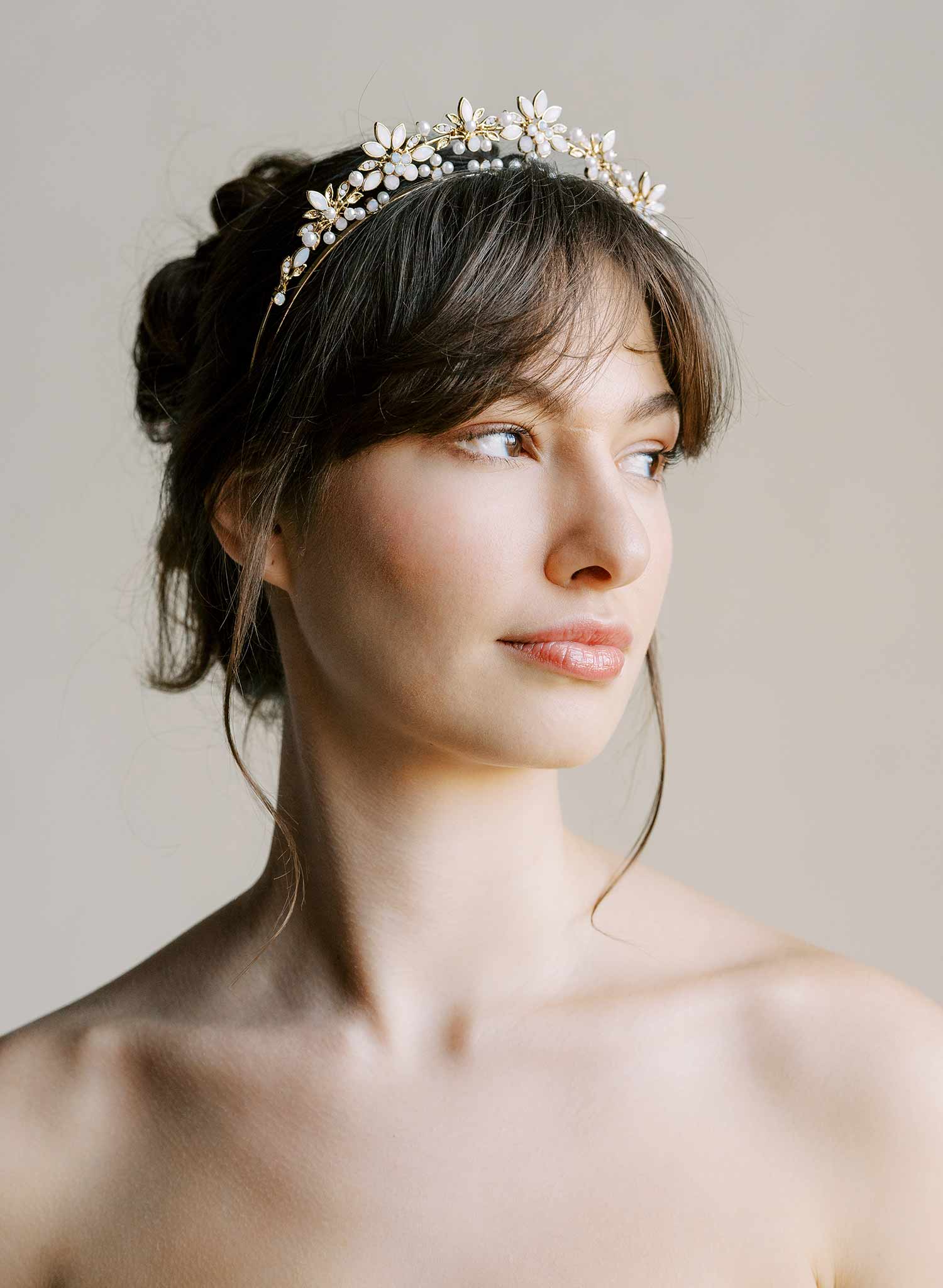 Hand sculpted and luxurious bridal tiara, crown. Floral and crystal. By Twigs & Honey