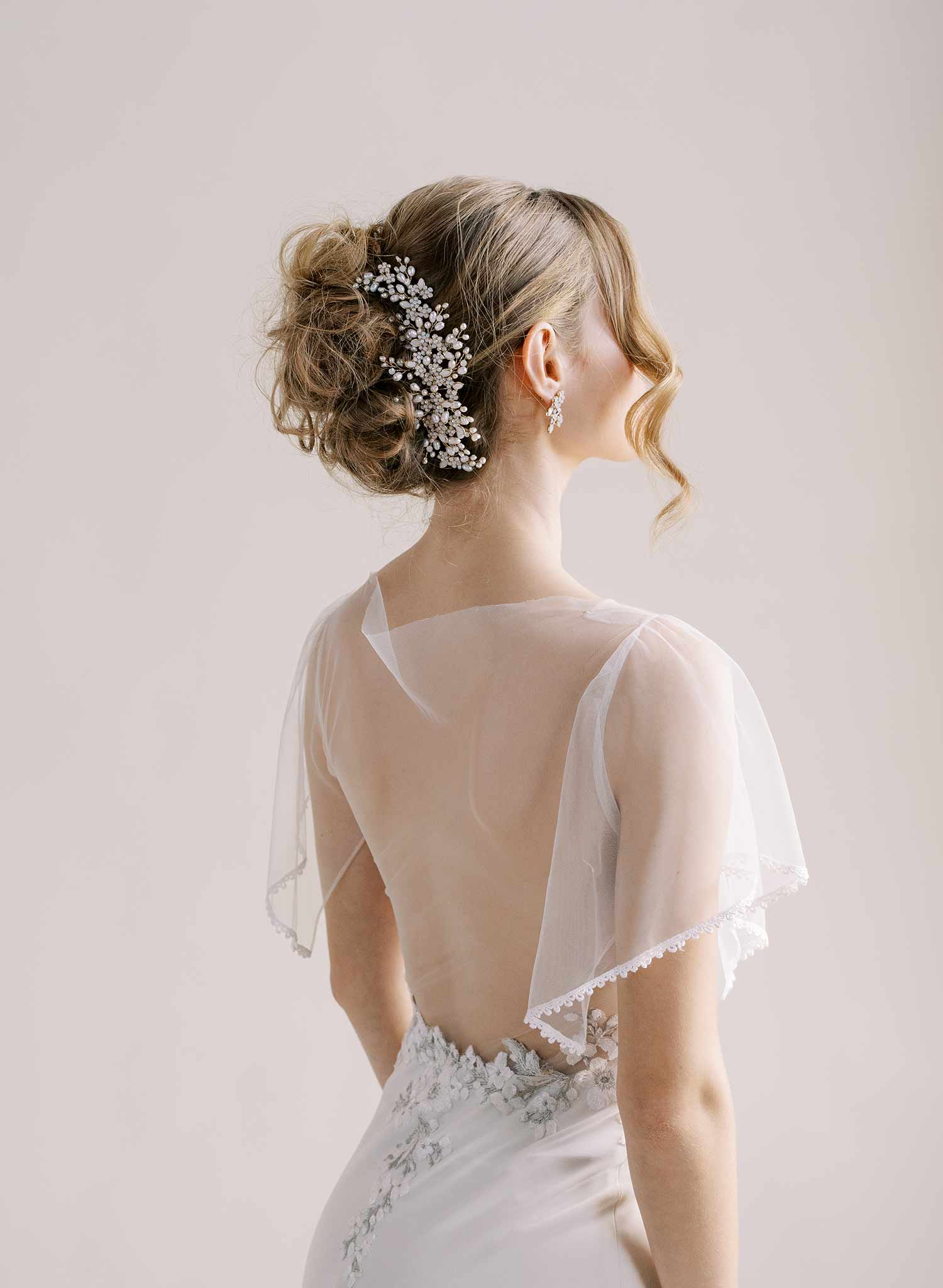 Freshwater pearl and opal crystal bridal spray comb. Wedding headpiece. By Twigs and Honey