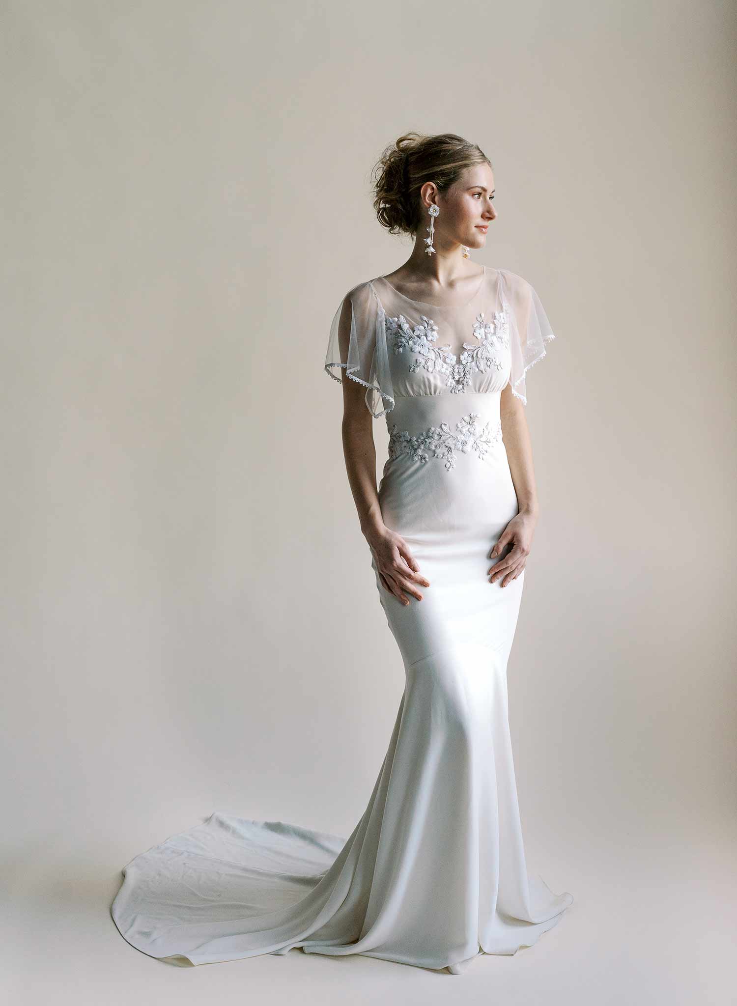 bridal earrings with hand sculpted flowers, white post back, by Twigs & Honey.