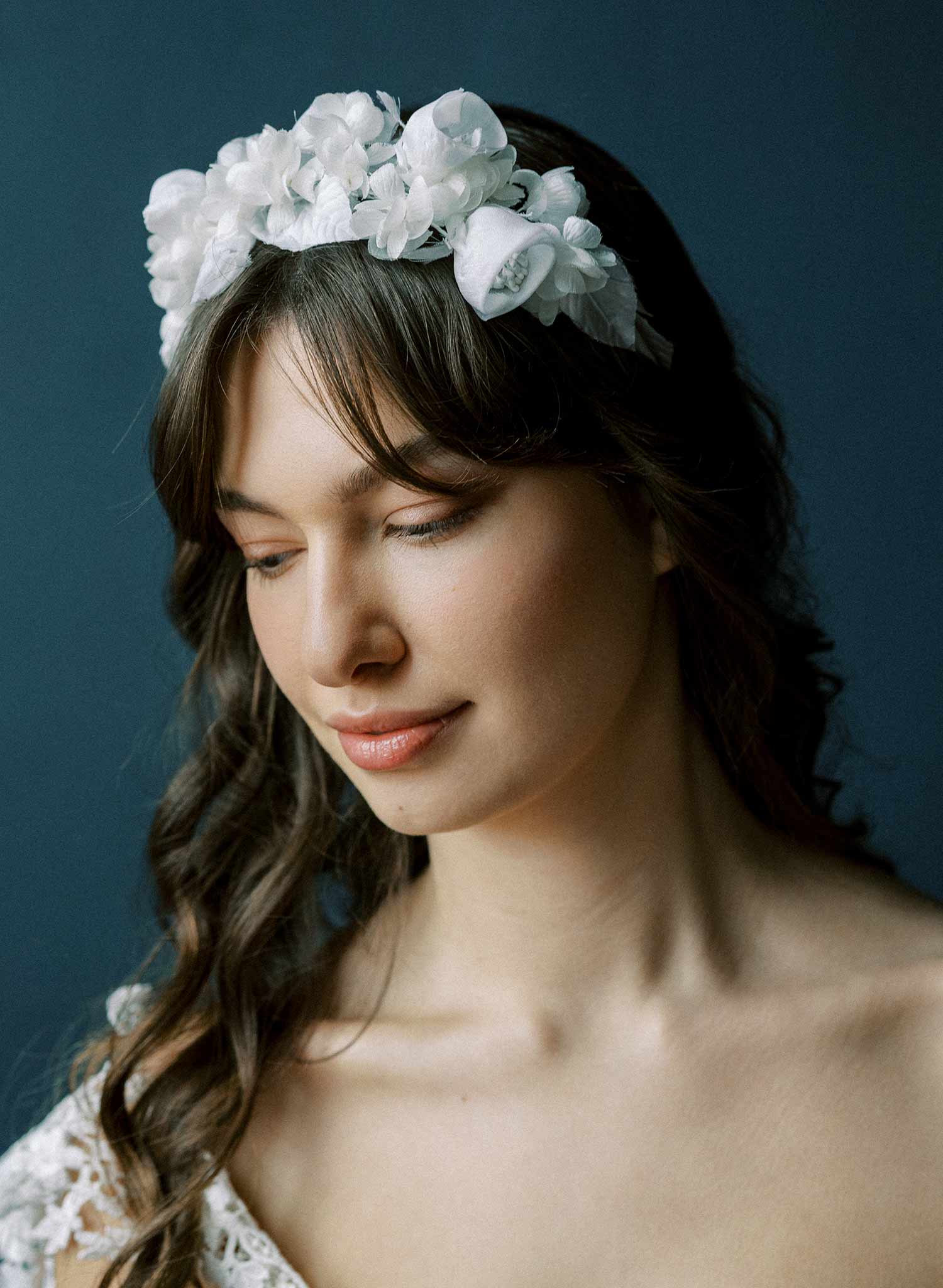 Handmade silk rose flower bridal tiara, headband by Twigs & Honey
