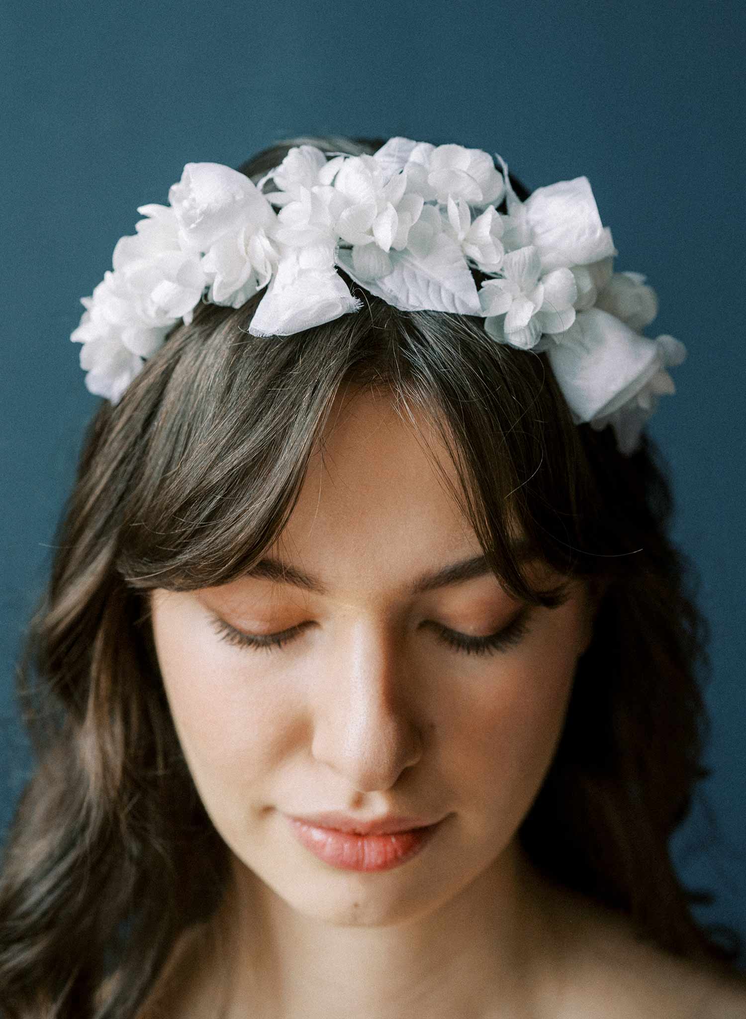 Handmade silk rose flower bridal tiara, headband by Twigs & Honey