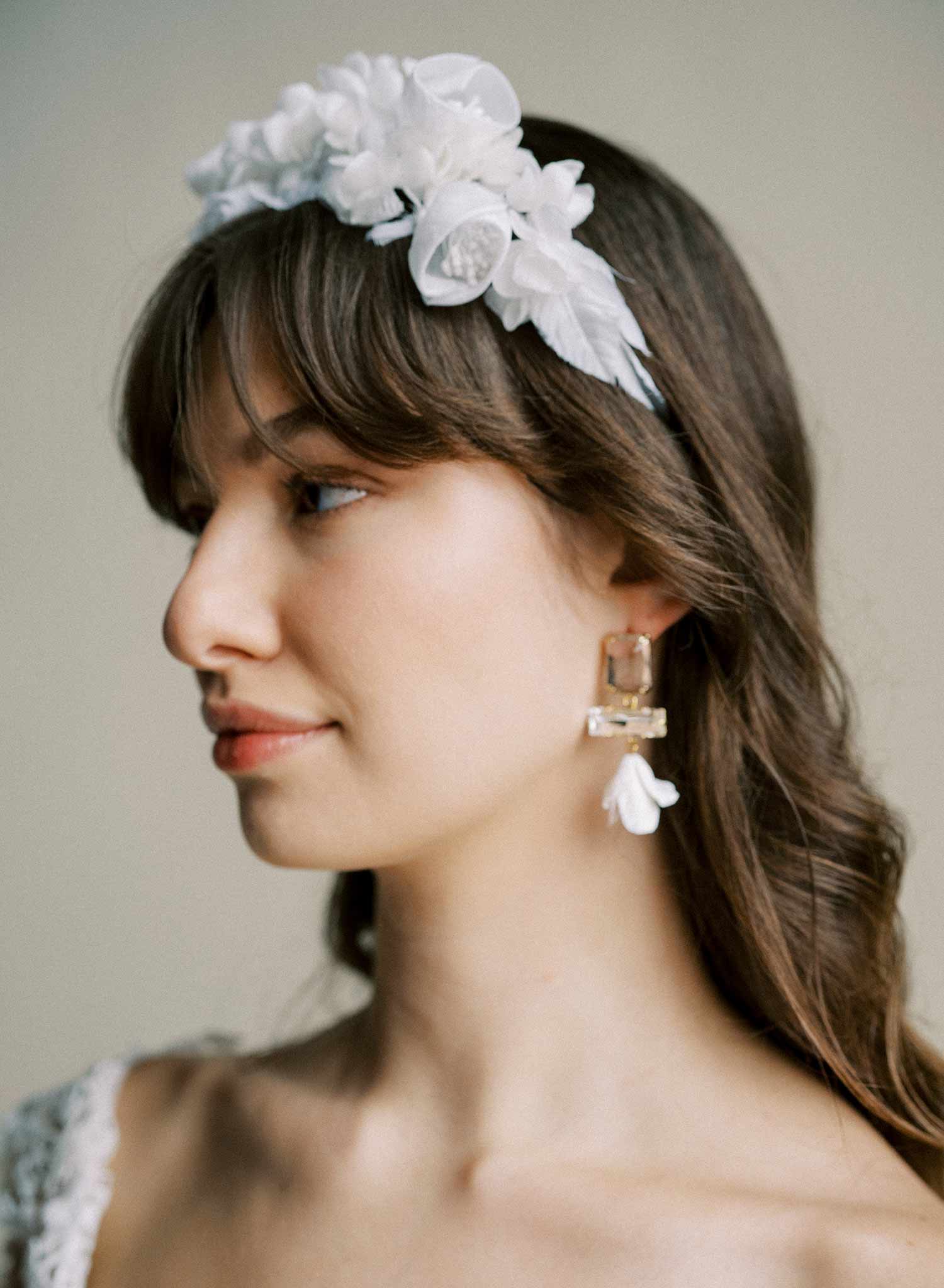 Handmade silk rose flower bridal tiara, headband by Twigs & Honey