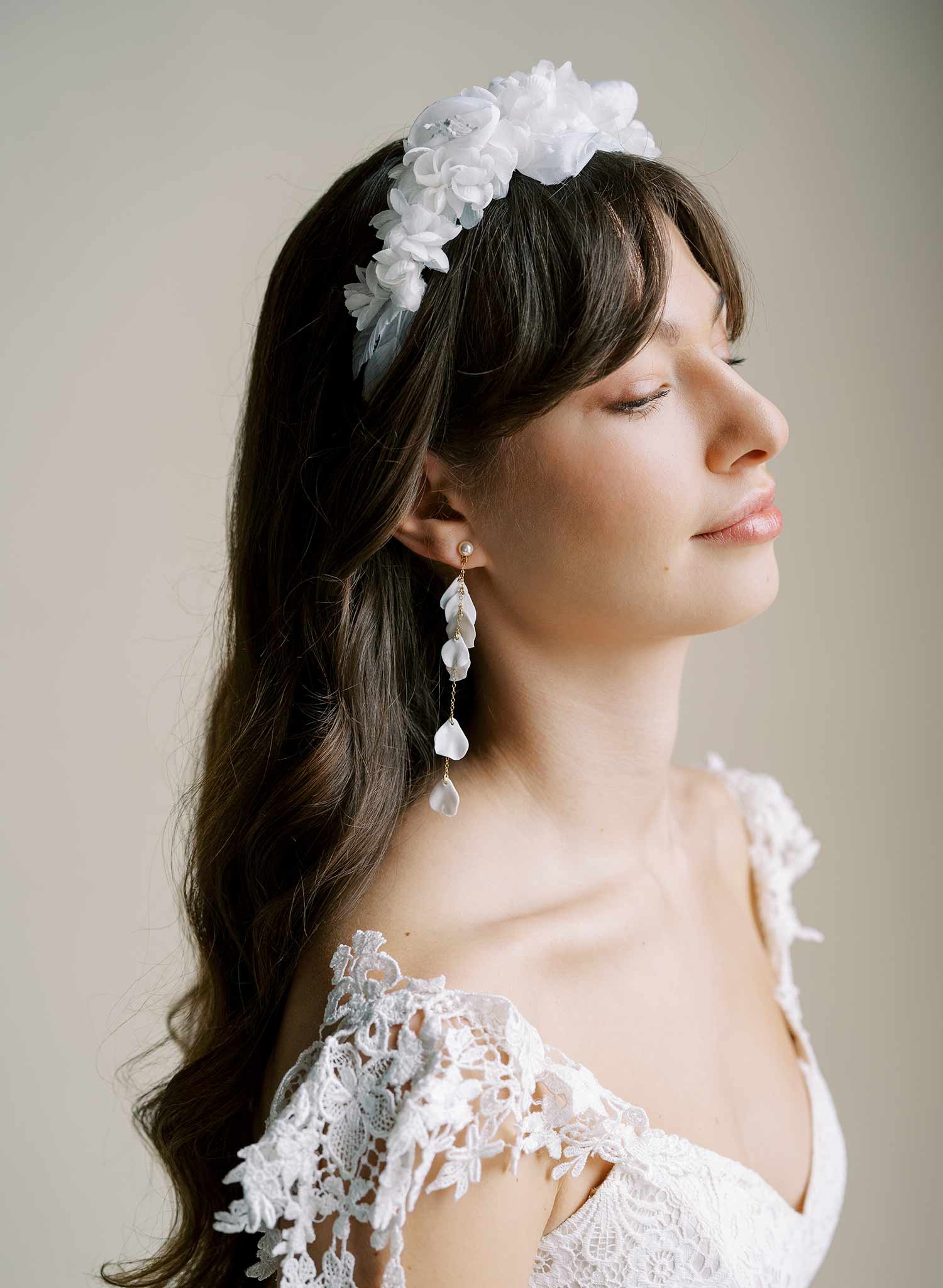 Handmade silk rose flower bridal tiara, headband by Twigs & Honey