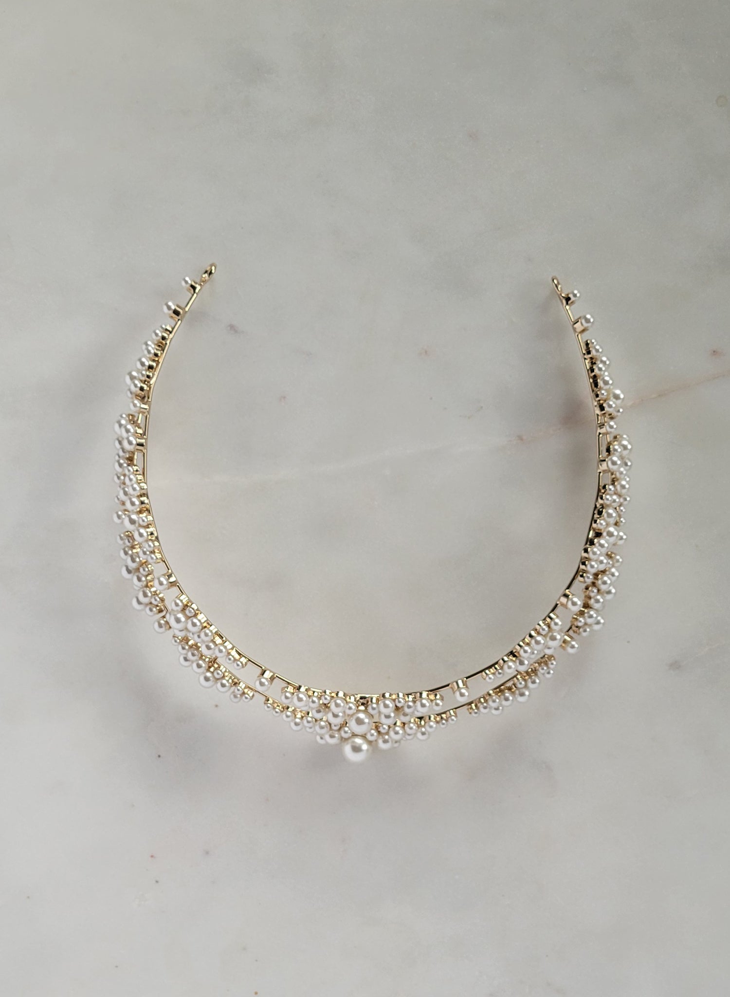 Pearl clusters raised bridal tiara - Style #2603