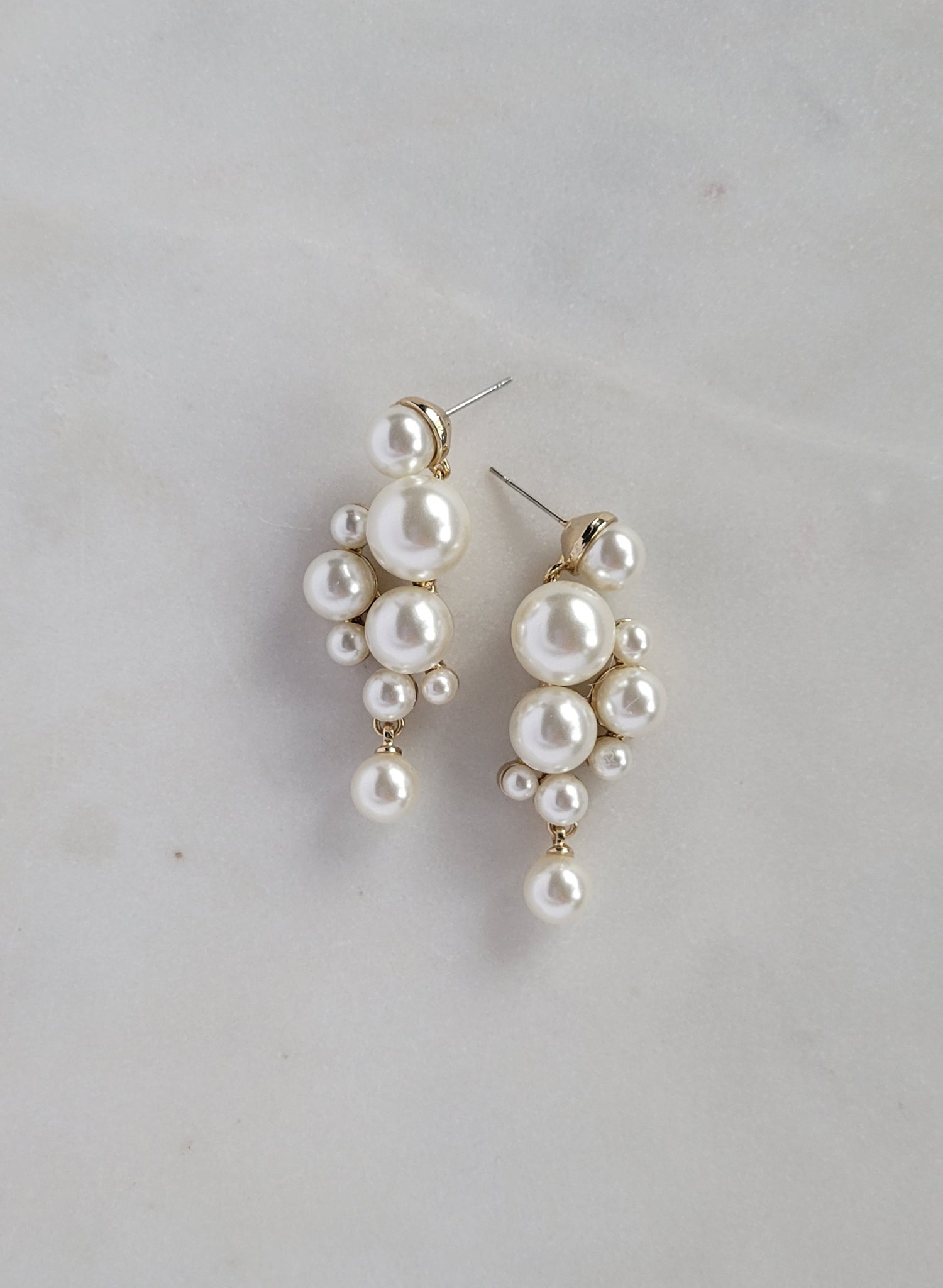 Pearl droplets bridal earrings, medium - Style #2606