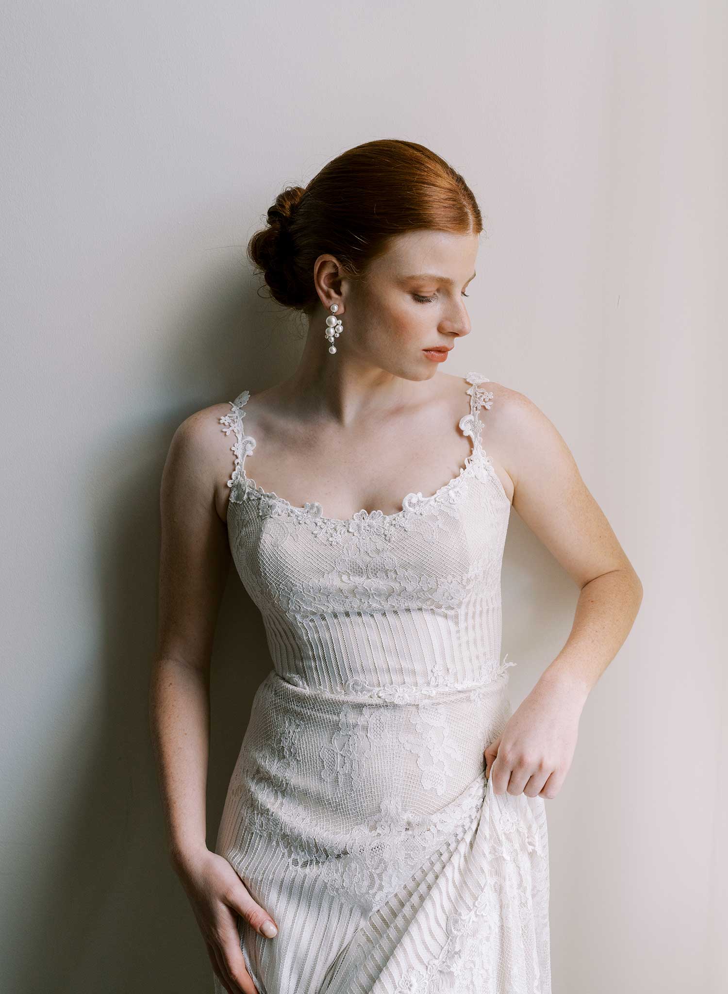 Pearl droplets bridal earrings, medium - Style #2606