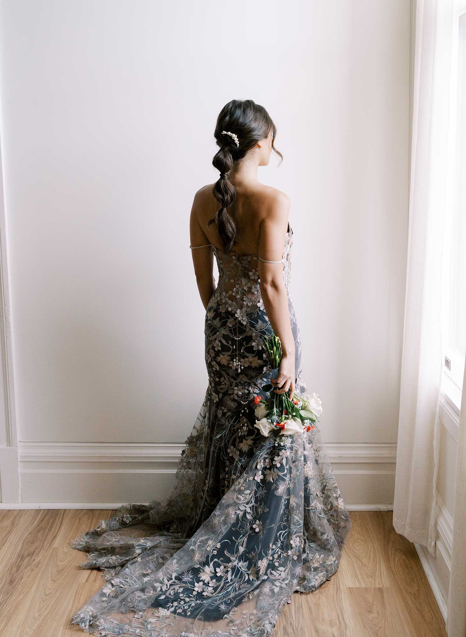 Pearl droplets hair comb, small - Style #2607