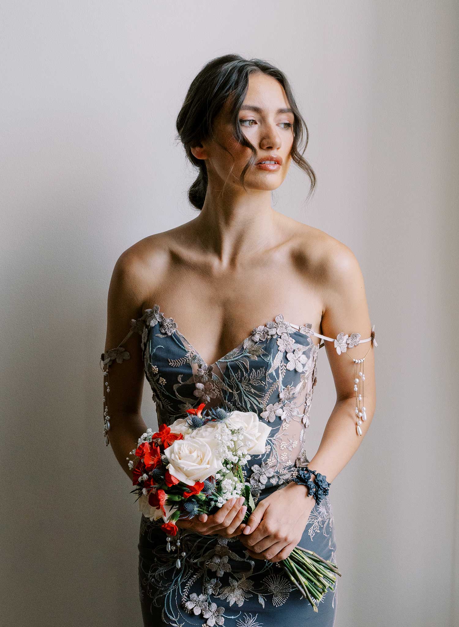 Orchid branches bridal cuff bracelet - Style #2609