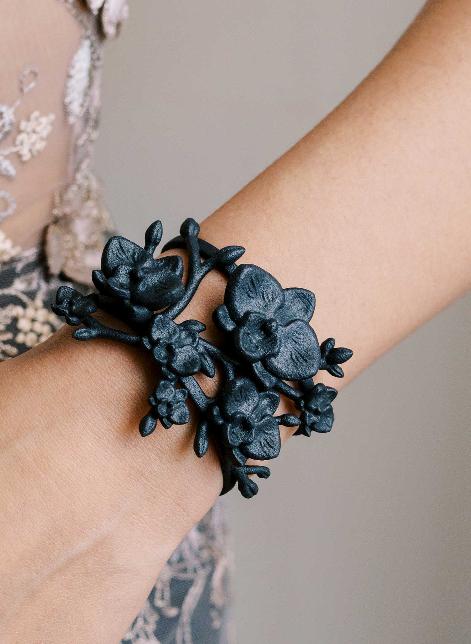 Orchid branches bridal cuff bracelet - Style #2609