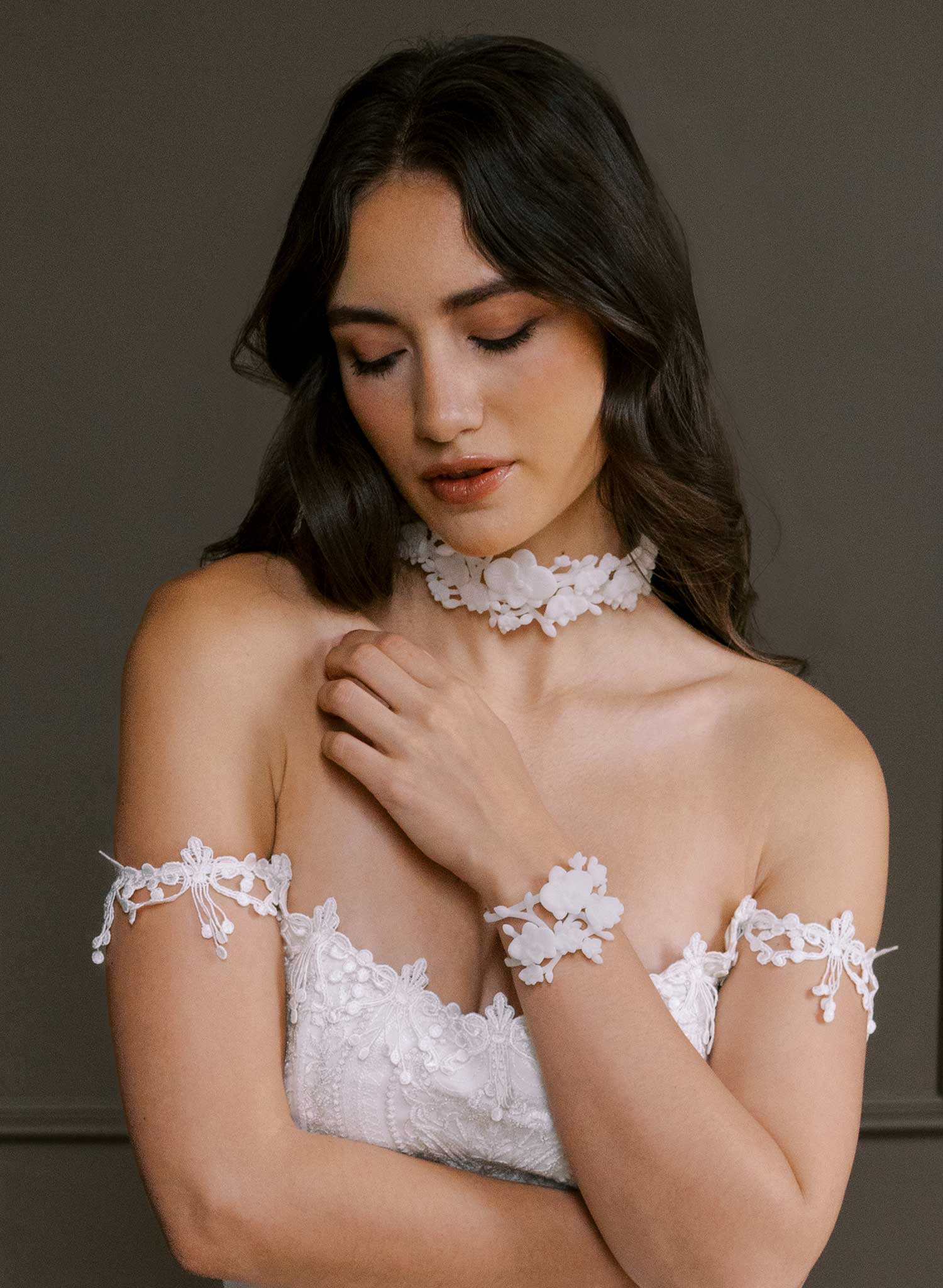 Orchid branches bridal cuff bracelet - Style #2609