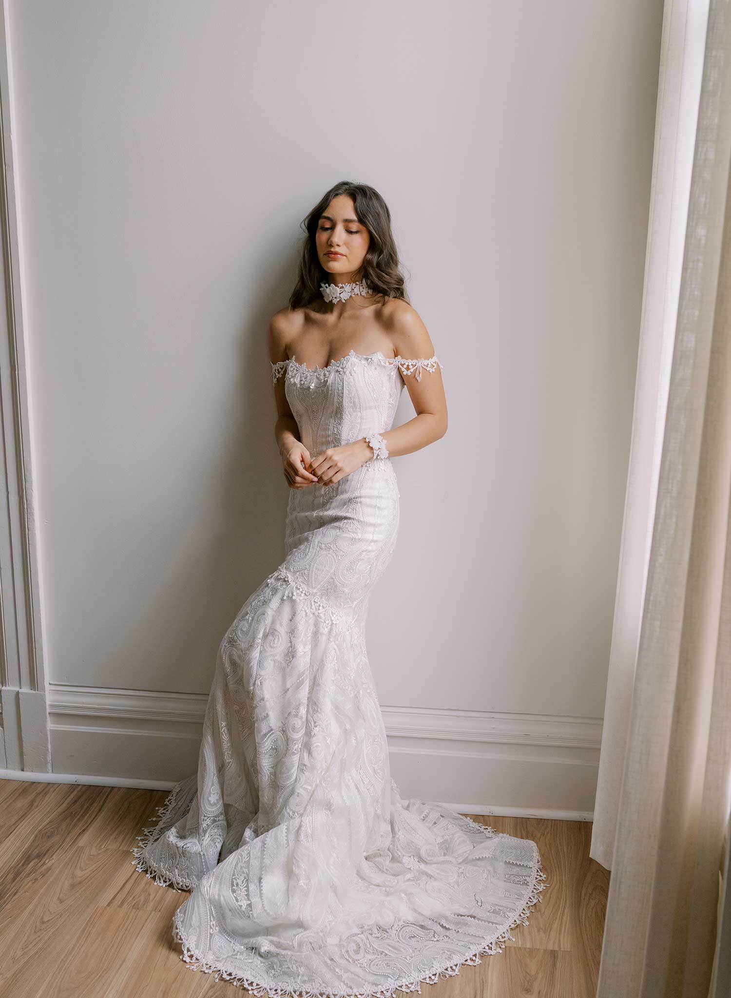 Orchid branches bridal cuff bracelet - Style #2609