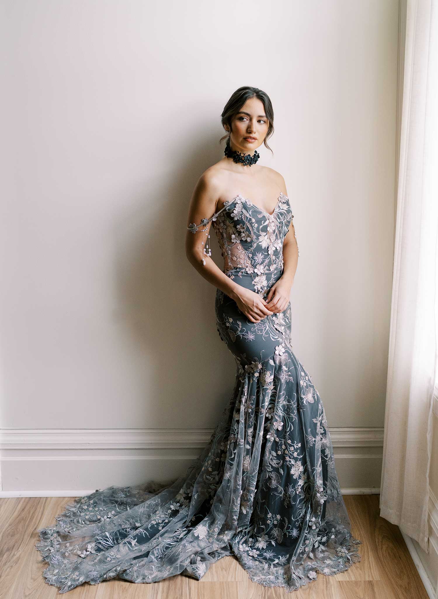 Orchid branches bridal choker necklace - Style #2618