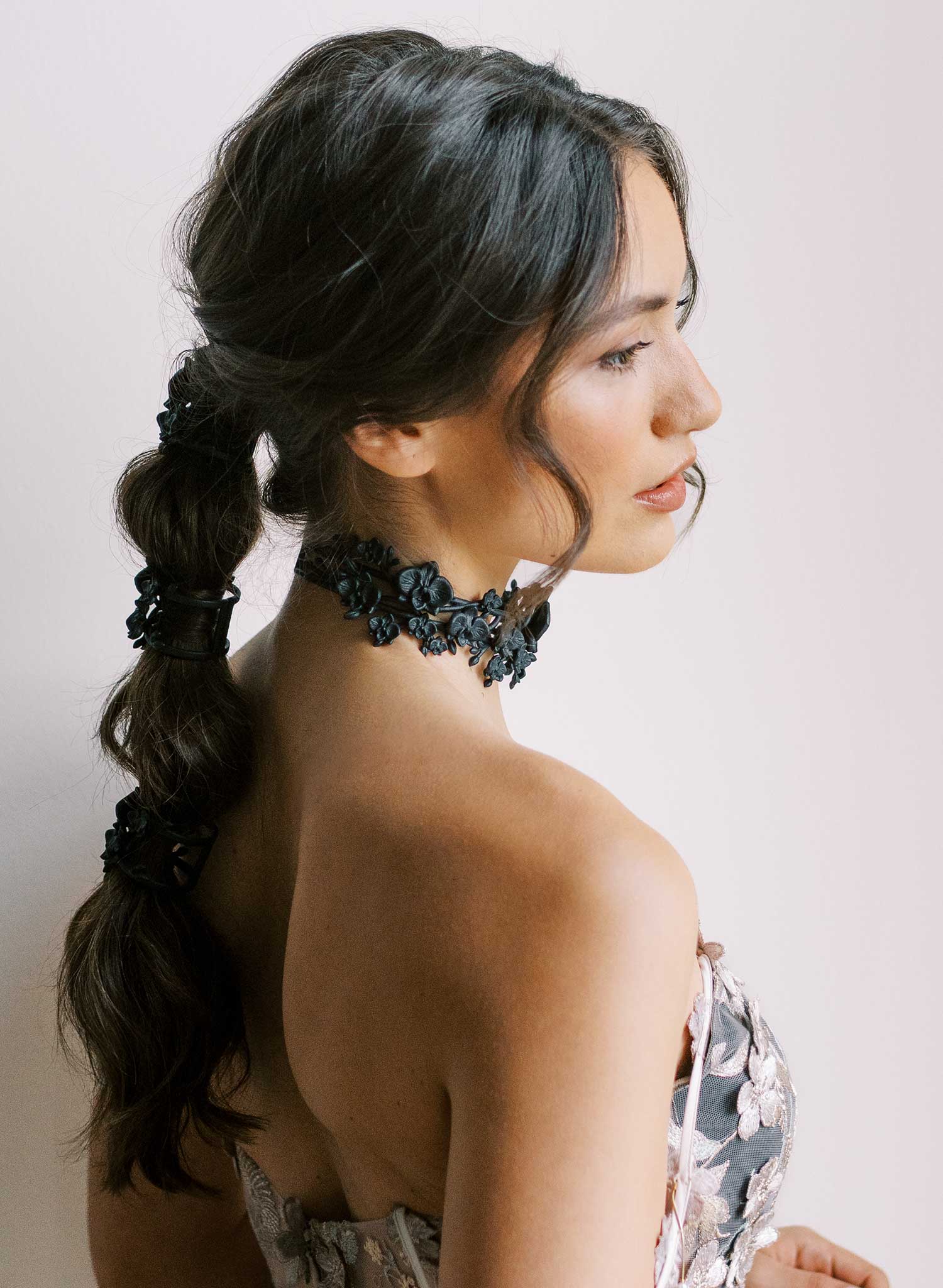 Orchid branches bridal choker necklace - Style #2618