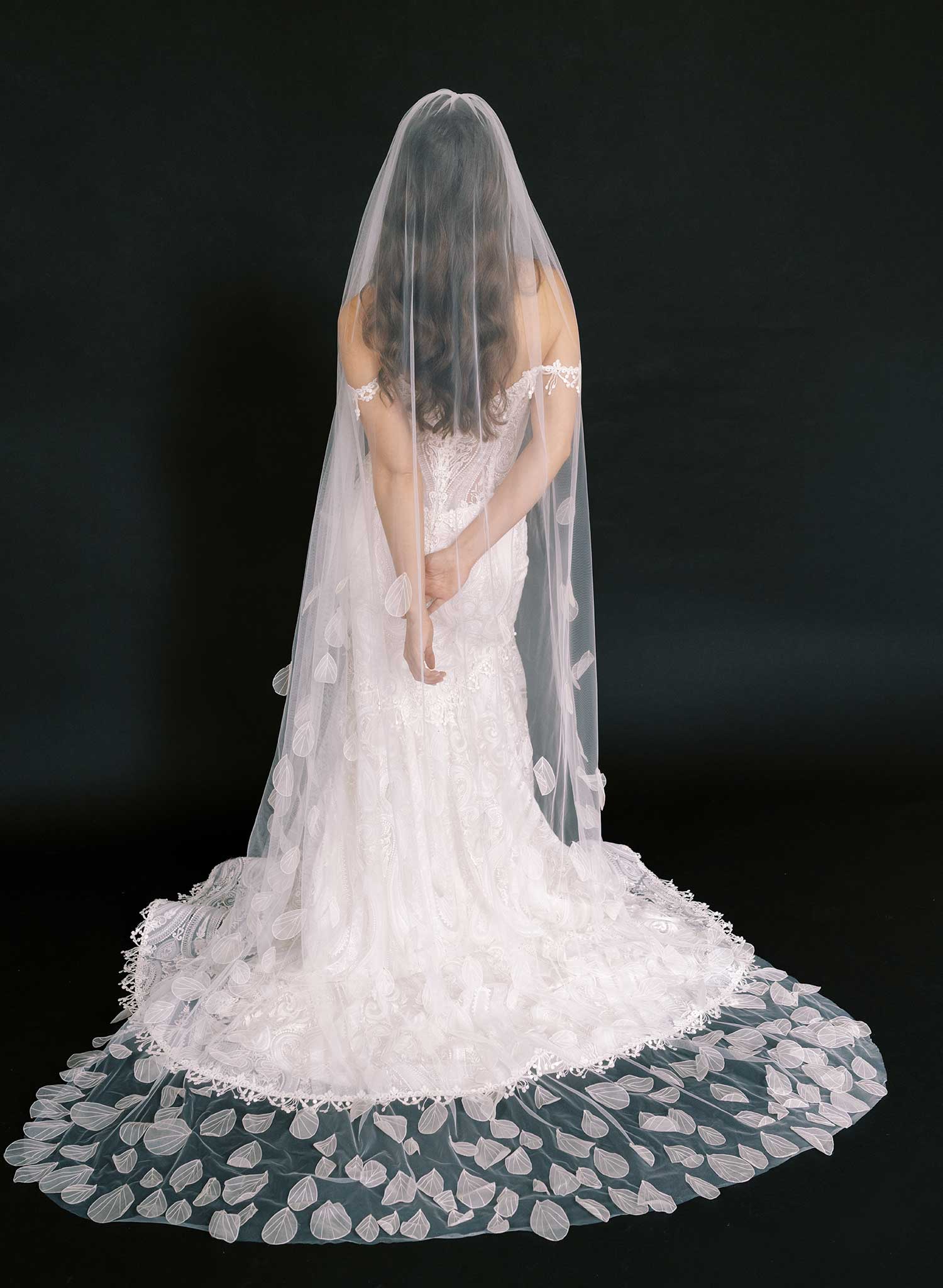 Dragonfly wings embroidered train veil - Style #2624