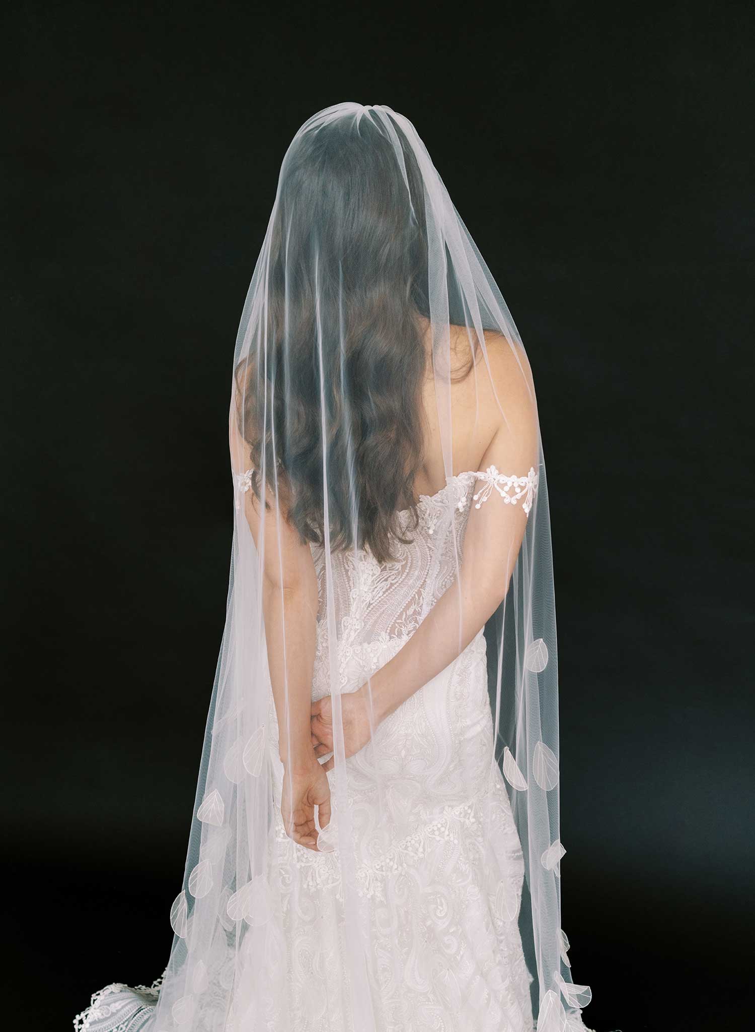 Dragonfly wings embroidered train veil - Style #2624
