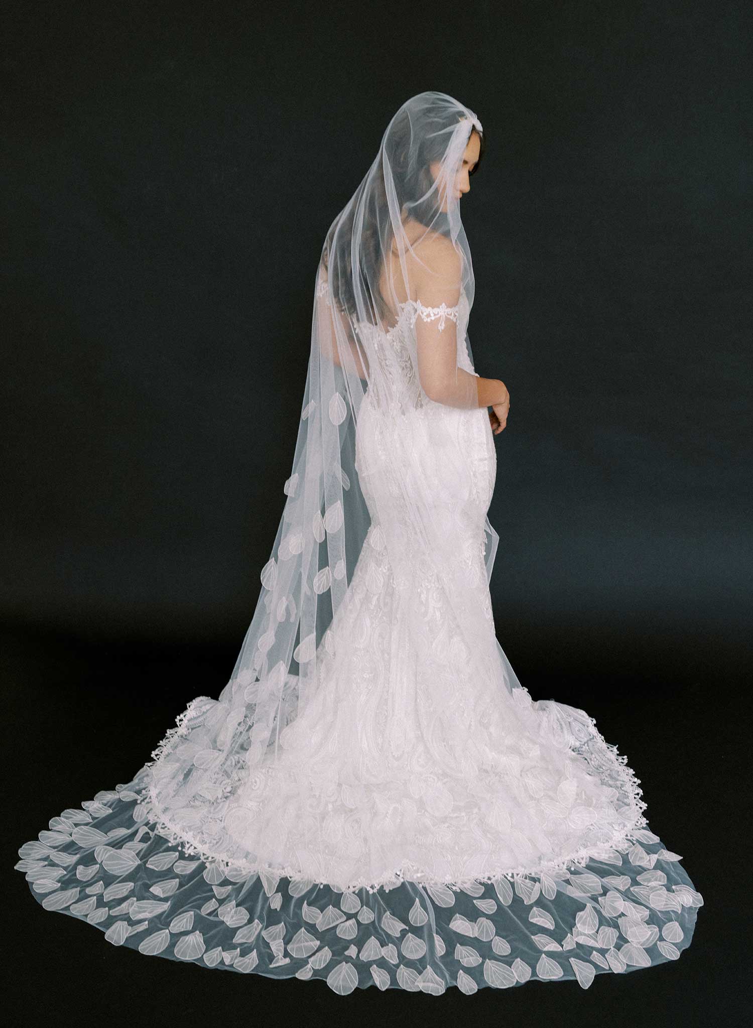 Dragonfly wings embroidered train veil - Style #2624