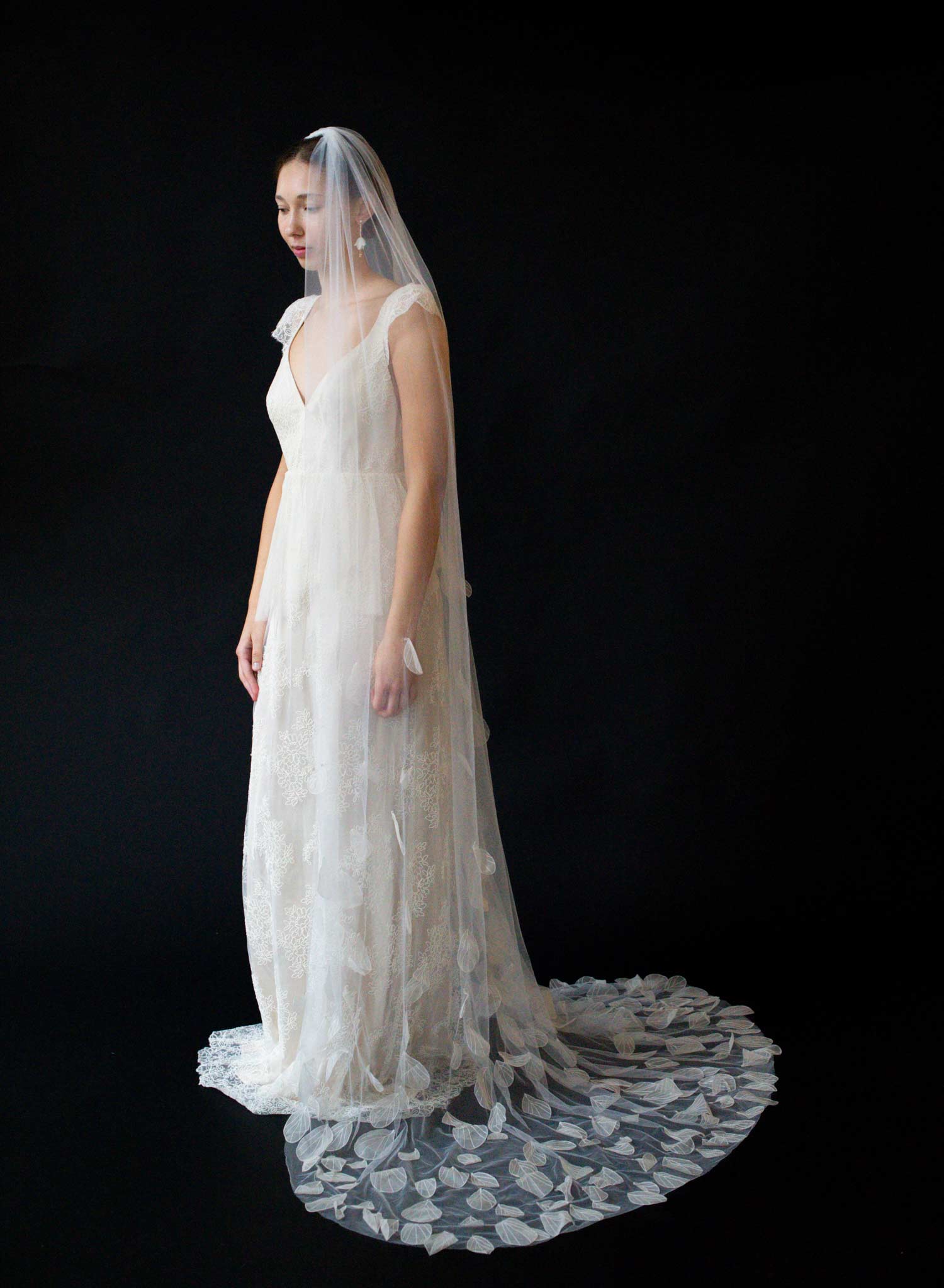 Dragonfly wings embroidered train veil - Style #2624