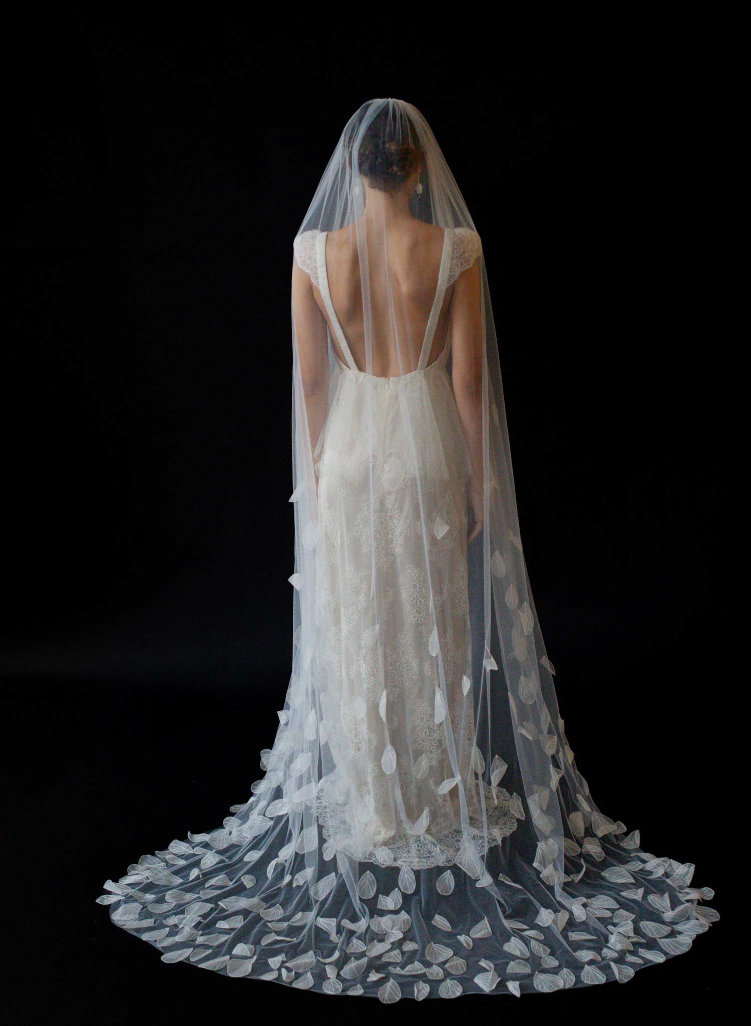 Dragonfly wings embroidered train veil - Style #2624