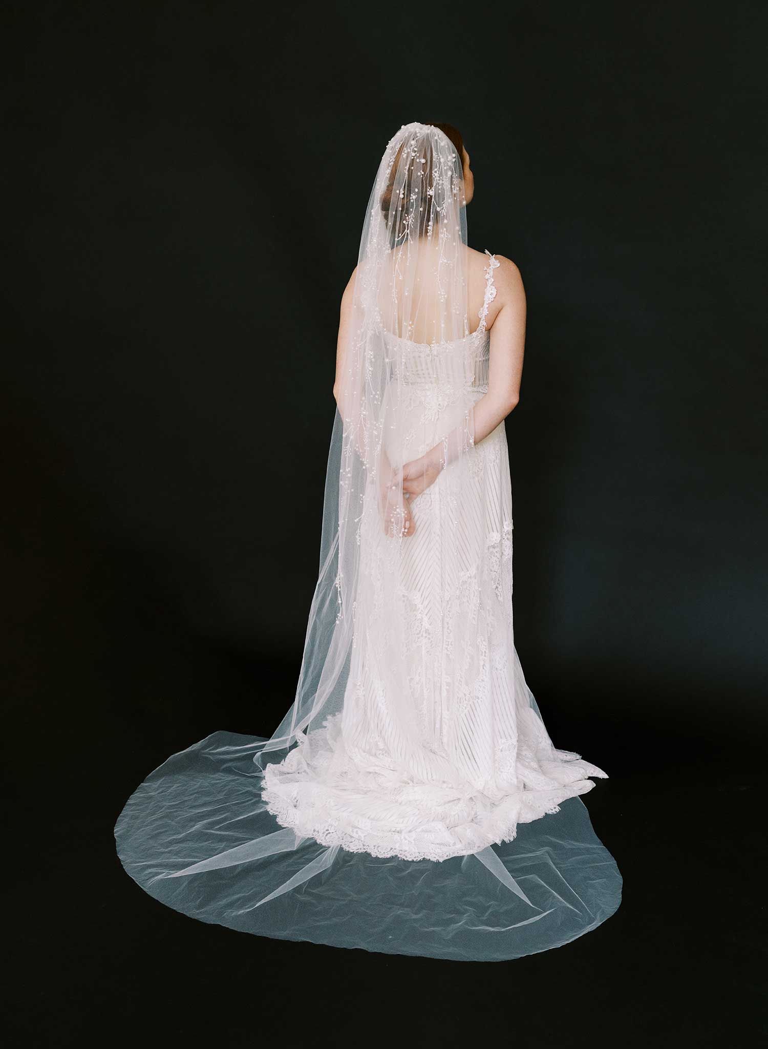 Cascading floral tendrils bridal veil - Style #2628