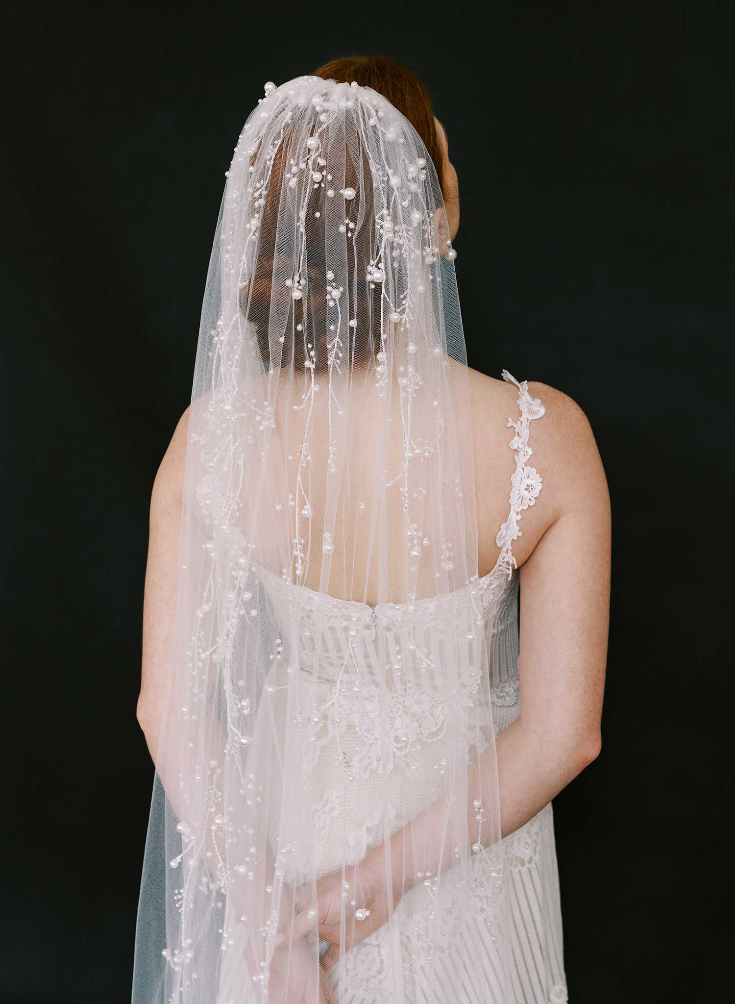 Cascading floral tendrils bridal veil - Style #2628