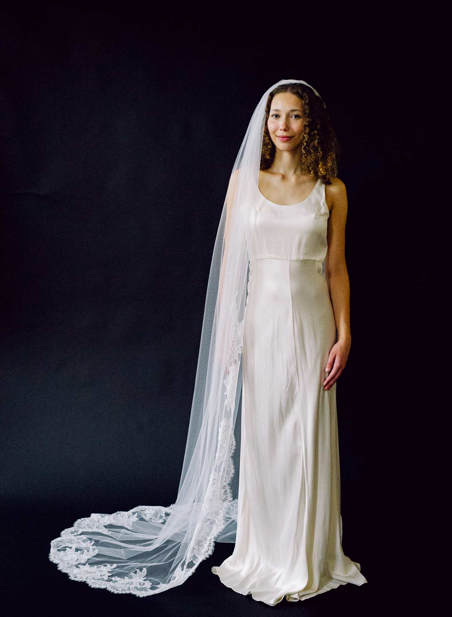 Sheer florals French lace train veil - Style #2636