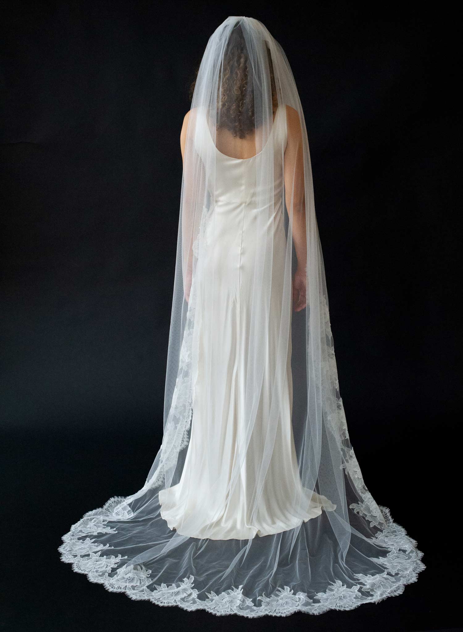 Sheer florals French lace train veil - Style #2636