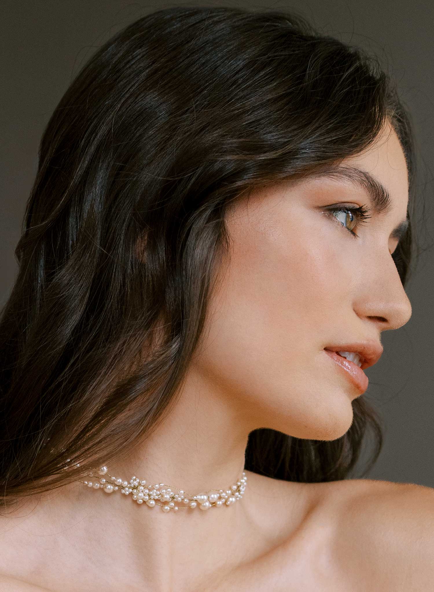 Twisted bridal pearl choker necklace - Style #2651